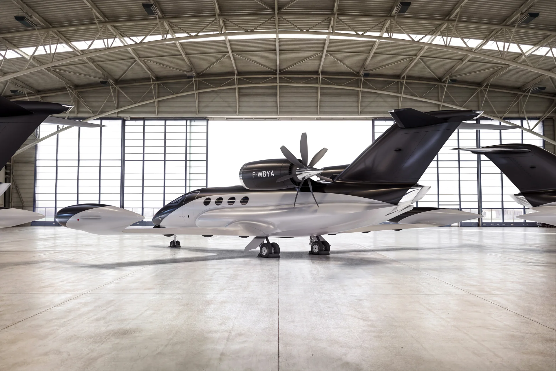 The Beyond Aero One parked inside a hangar