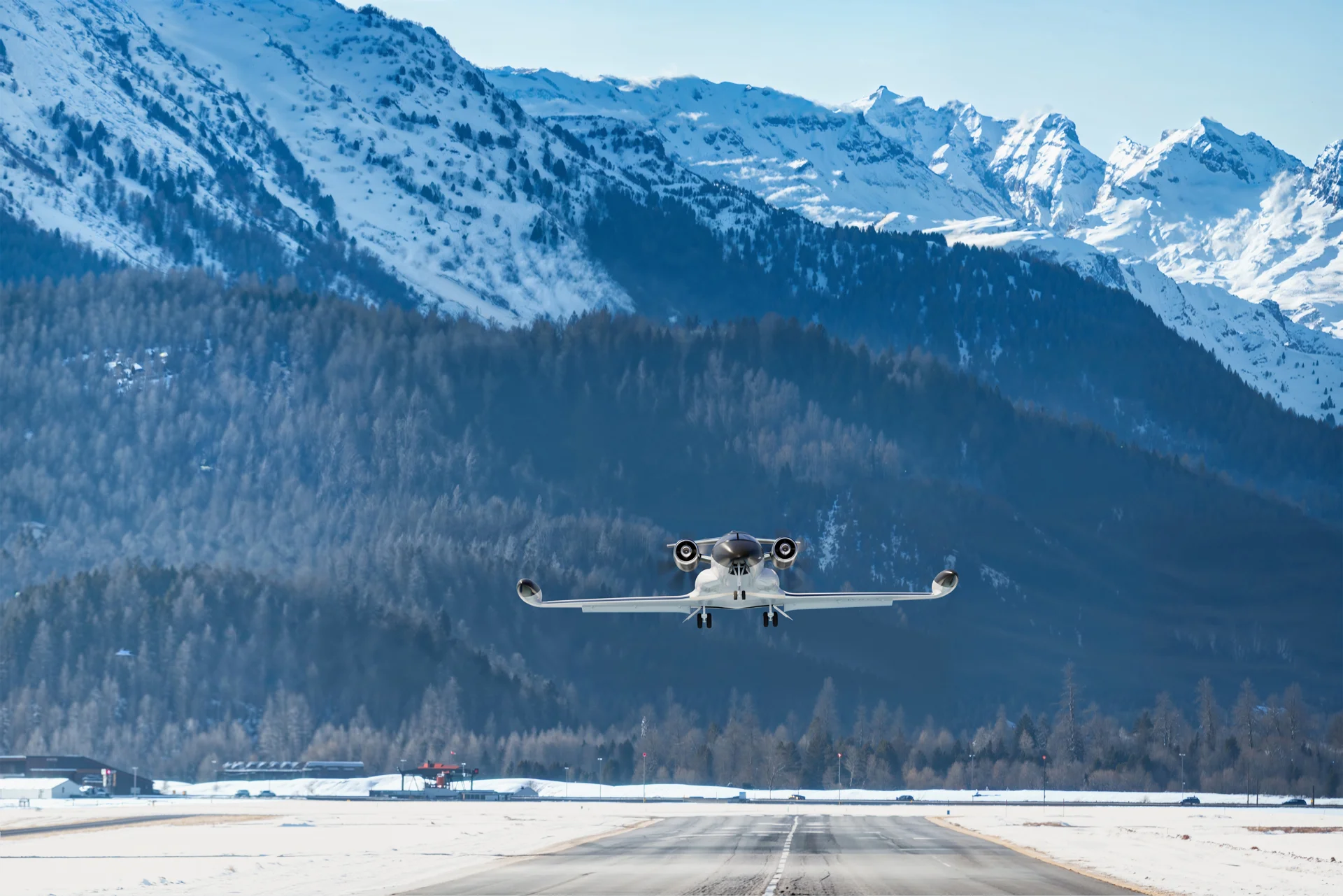 The Beyond Aero One in flight during landing, just before touch down on the runway